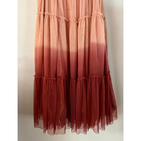 ANTHROPOLPOGIE Let Me Be Ombre Tulle Maxi Skirt | Red Motif | XL | NWOT - Picture 7 of 10